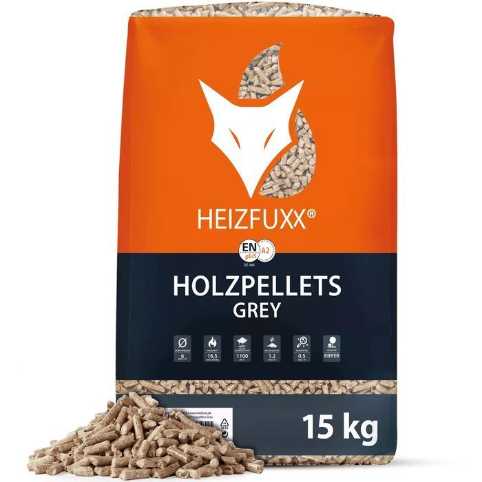 HEIZFUXX Holzpellets Grau 6mm ENplusA1, 65 x 15kg Palette