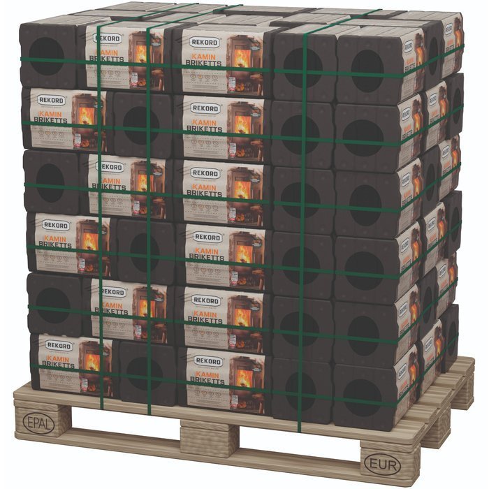 REKORD Braunkohlebriketts – 90 × 10 kg Packungen – 900 kg Palette